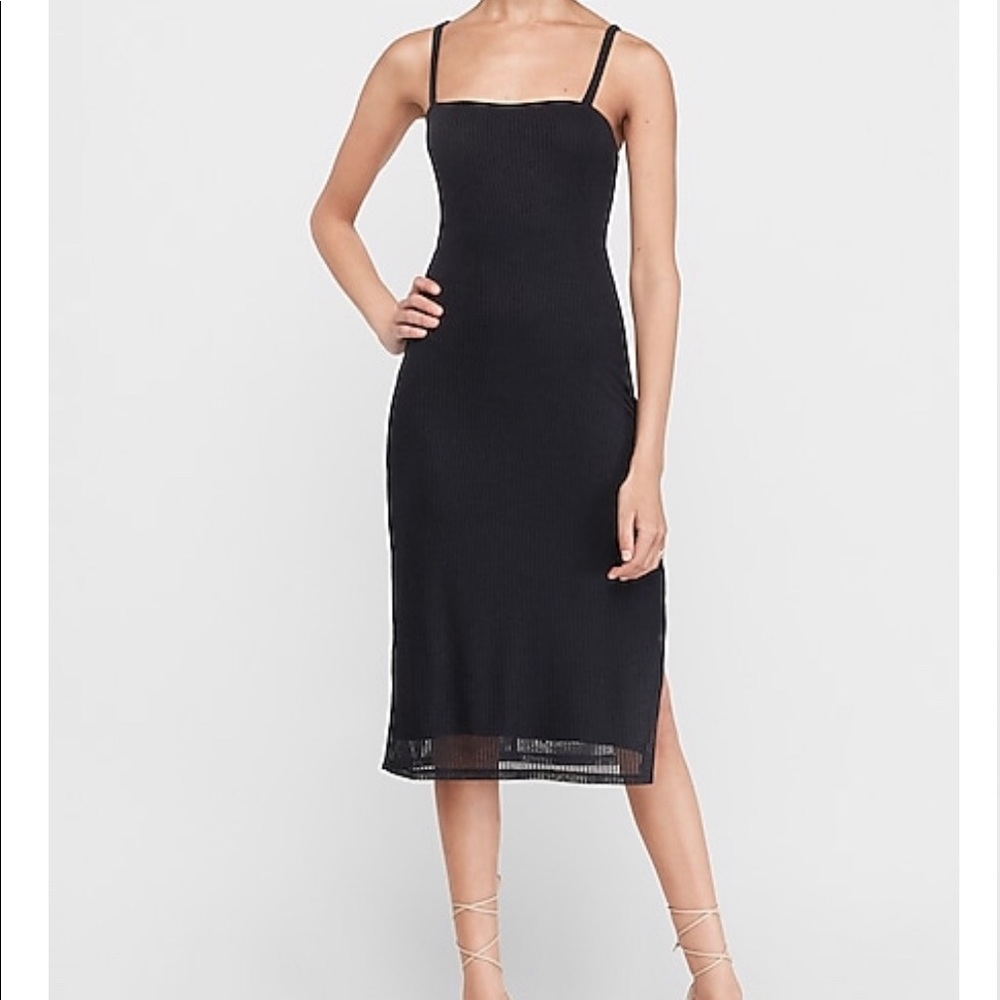 (NWT) #Express Square Neck Ribbed Midi Dress (M)